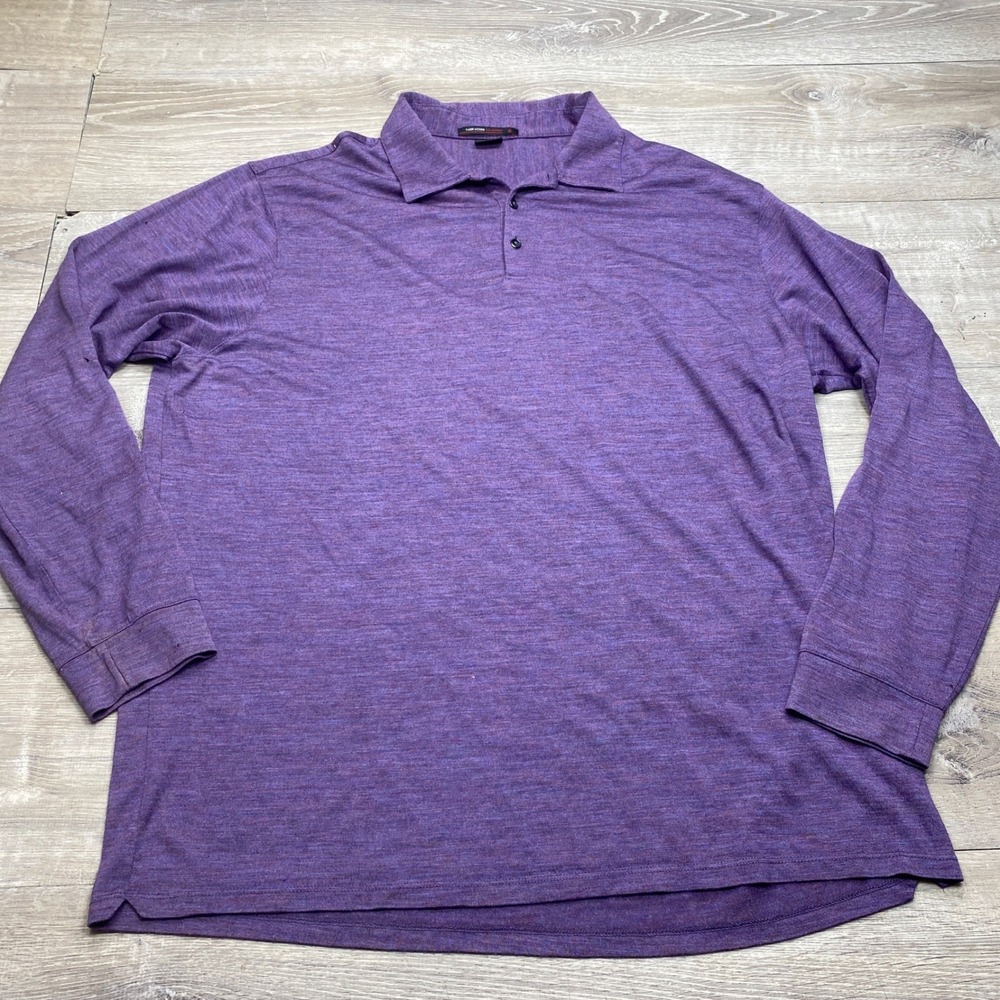 Nike Tiger Woods Collection Polo Mens XXL Purple Wool Long Sleeve Golf 416687